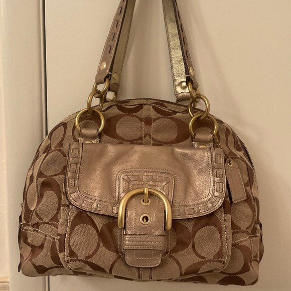 Coach Brown and Gold Large Shoulder Bag - Picture 3 of 14